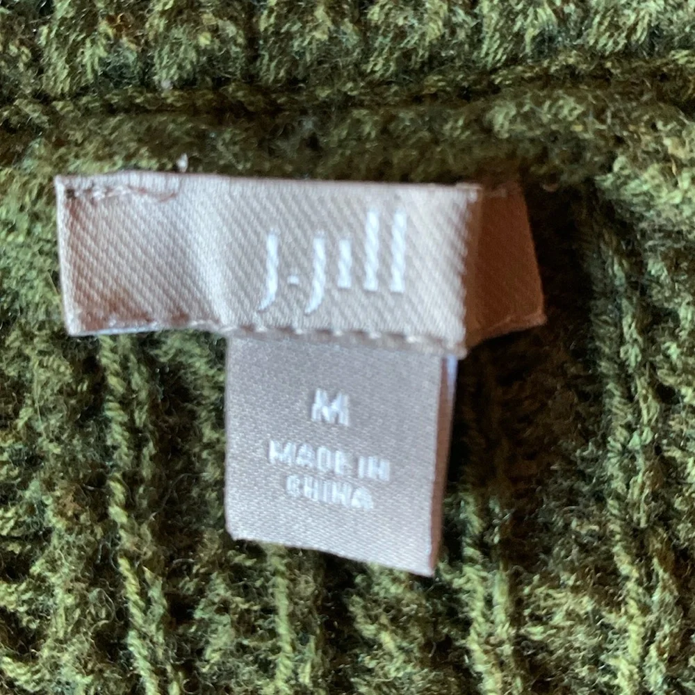 J Jill wool blend olive green sweater vest waterfall style women’s size medium